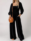 Women's Jumpsuit Smocked Wide Leg Square Neck Long Sleeve – Going Out