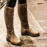Women's Knee-High Boots Buckle Strap Round Toe – Country Fair Visits
