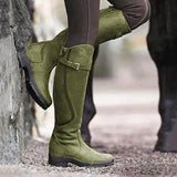 Women's Knee-High Boots Buckle Strap Round Toe – Country Fair Visits