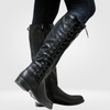 Women's Knee-High Boots Lace Up Side Zipper Low Heel – Weekend Outing