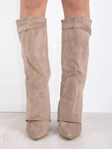 Women's Knee High Boots Pointed Toe Side Zip Buckle Tab – Autumn Outing
