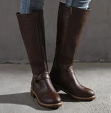 Women's Knee-High Boots Side Zipper Buckle Strap Low Heel – Going Out