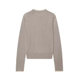 Women's Knit Cardigan Crew Neck Long Sleeve Button Front Lace Trim - Casual