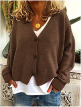 Women's Knit Cardigan Long Sleeve Ribbed Cuffs Button Front – Brunch Outing