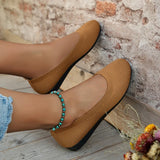 Women's Knit Shoes Round Toe Low Heel – Daily Wear Travel