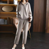 Women's Knit Sweater Collared V Neck Long Sleeve – Smart Casual Style