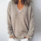 Women's Knit Sweater V Neck Drop Shoulder Long Sleeve – Daily Knitwear Look