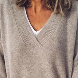 Women's Knit Sweater V Neck Drop Shoulder Long Sleeve – Daily Knitwear Look