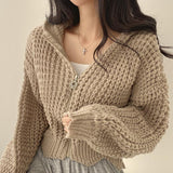 Women's Knitted Hooded Cardigan Zip Front Long Sleeve – Coffee Stops