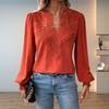 Women's Lace Blouse Long Sleeve V Neck – Night Out