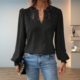 Women's Lace Blouse Long Sleeve V Neck – Night Out