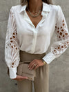Women's Lace Blouse Pointed Collar Openwork Long Sleeve – Client Meeting