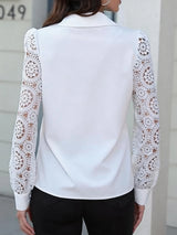 Women's Lace Blouse Pointed Collar Openwork Sleeves – Daytime Meeting