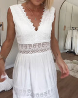 Women's Lace Maxi Dress V-Neck Tiered Sleeveless – Wedding Guest