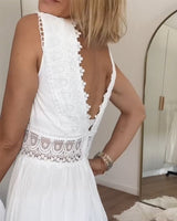 Women's Lace Maxi Dress V-Neck Tiered Sleeveless – Wedding Guest