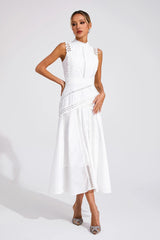Women's Lace Midi Dress A-Line Sleeveless High Neck – Garden Party