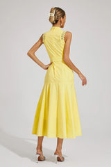 Women's Lace Midi Dress A-Line Sleeveless High Neck – Garden Party
