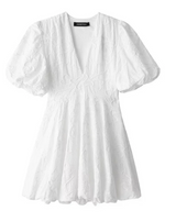 Women's Lace Mini Dress Deep V-Neck Puff Sleeve – Party Wear
