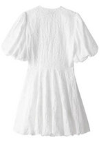 Women's Lace Mini Dress Deep V-Neck Puff Sleeve – Party Wear