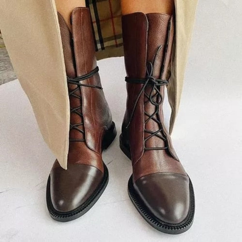 Women's Lace Up Ankle Boots Rounded Cap Toe – Seasonal Everyday Style
