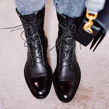 Women's Lace Up Ankle Boots Rounded Cap Toe – Seasonal Everyday Style