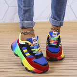 Women's Lace-Up Sneakers Round Toe Thick Sole – Casual