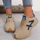 Women's Lace-Up Sneakers Rounded Toe Thick Sole – Casual Everyday