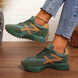 Women's Lace-Up Sneakers Rounded Toe Thick Sole – Casual Everyday