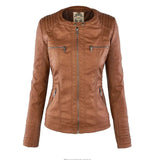 Women’s Leather Jacket Hooded Zip Front Panel Stitching – Weekend Road Trips