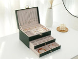 Women's Leather Jewelry Box Multi Layer Drawers Ring Slots – Dresser Setup