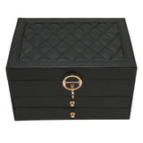 Women's Leather Jewelry Box Multi Layer Drawers Ring Slots – Dresser Setup