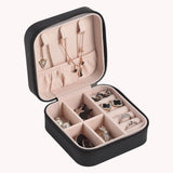 Women's Leather Jewelry Box Square Zip Around Ring Slots – Vanity Case
