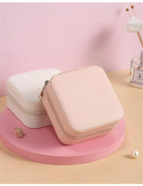 Women's Leather Jewelry Box Square Zip Around Ring Slots – Vanity Case