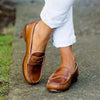 Women’s Leather Loafers Slip-On Moc Toe Stitched Detail – Brunch Outing
