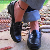 Women’s Leather Loafers Slip-On Moc Toe Stitched Detail – Brunch Outing