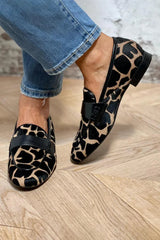 Women's Leopard Print Loafers Slip On Rounded Toe Block Heel – Office Wear