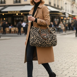 Women's Leopard Shoulder Bag Tote Wide Strap Chain Detail – Daily Carry