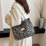 Women's Leopard Shoulder Bag Tote Wide Strap Chain Detail – Daily Carry