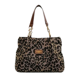 Women's Leopard Shoulder Bag Tote Wide Strap Chain Detail – Daily Carry