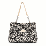 Women's Leopard Shoulder Bag Tote Wide Strap Chain Detail – Daily Carry