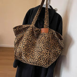 Women's Leopard Tote Bag Large Rectangular Front Pocket – Going Out