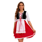 Women's Little Red Riding Hood Costume Cloak Apron – Halloween Storybook Event