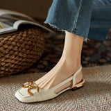 Women's Loafer Heels Square Toe Block Slingback Buckle – Modern Workwear Style
