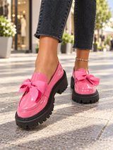 Women’s Loafers Bow Accent Stitched Toe Platform Lug Sole – Museum Visits