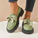 Women’s Loafers Bow Accent Stitched Toe Platform Lug Sole – Museum Visits