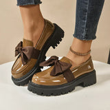 Women’s Loafers Bow Accent Stitched Toe Platform Lug Sole – Museum Visits