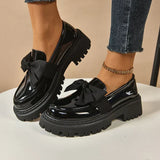 Women’s Loafers Bow Accent Stitched Toe Platform Lug Sole – Museum Visits
