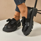 Women’s Loafers Bow Accent Stitched Toe Platform Lug Sole – Museum Visits