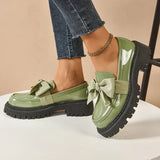 Women’s Loafers Bow Accent Stitched Toe Platform Lug Sole – Museum Visits
