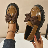 Women’s Loafers Bow Accent Stitched Toe Platform Lug Sole – Museum Visits